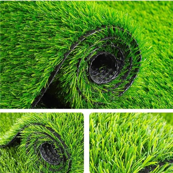Green Artificial Grass Rug Grass Carpet Rug 3.2' x 6.5', Realistic Fake Grass - Picture 5 of 8